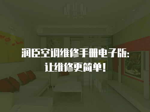 潤(rùn)臣空調(diào)維修手冊(cè)電子版：讓維修更簡(jiǎn)單！