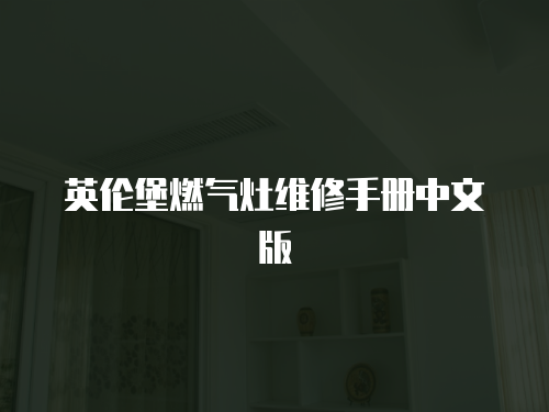 英倫堡燃氣灶維修手冊中文版