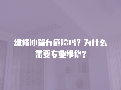 維修冰箱有危險嗎？為什么需要專業維修？