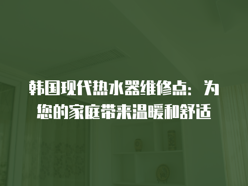 韓國現(xiàn)代熱水器維修點(diǎn)：為您的家庭帶來溫暖和舒適
