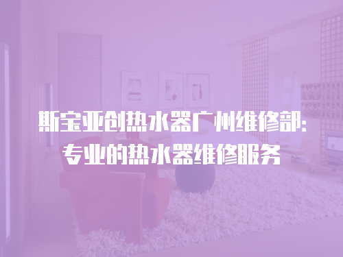 斯寶亞創熱水器廣州維修部：專業的熱水器維修服務