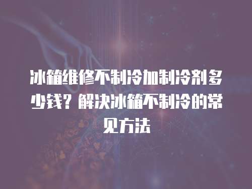 冰箱維修不制冷加制冷劑多少錢？解決冰箱不制冷的常見方法