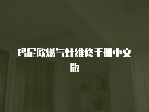 瑪尼歐燃氣灶維修手冊中文版