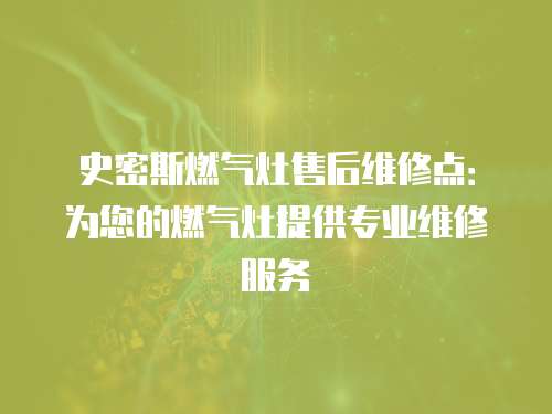 史密斯燃?xì)庠钍酆缶S修點(diǎn)：為您的燃?xì)庠钐峁I(yè)維修服務(wù)