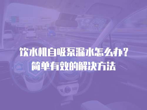 飲水機自吸泵漏水怎么辦？簡單有效的解決方法