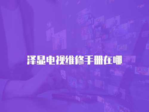 澤顯電視維修手冊在哪