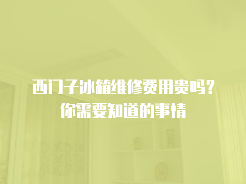 西門子冰箱維修費用貴嗎？你需要知道的事情