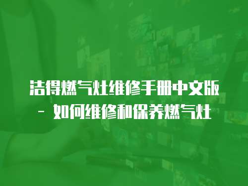 潔得燃氣灶維修手冊中文版 - 如何維修和保養燃氣灶