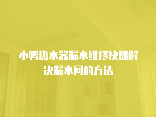 小鴨熱水器漏水維修快速解決漏水問的方法