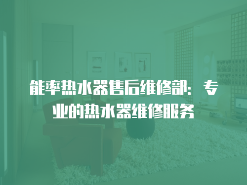 能率熱水器售后維修部：專業(yè)的熱水器維修服務(wù)