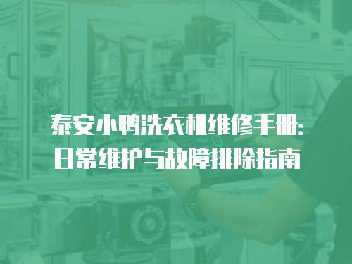 泰安小鴨洗衣機維修手冊：日常維護與故障排除指南