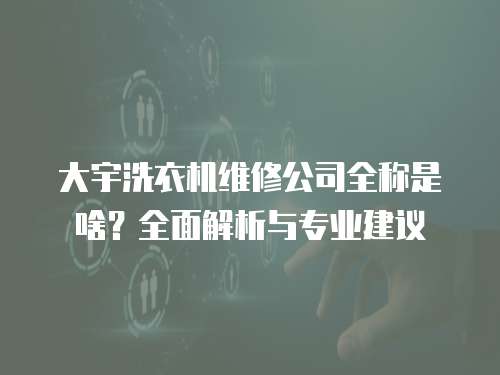 大宇洗衣機(jī)維修公司全稱是啥？全面解析與專業(yè)建議