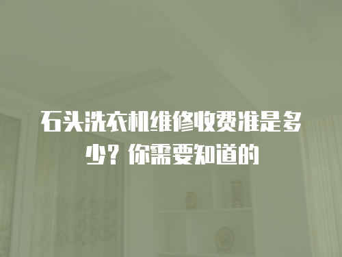 石頭洗衣機維修收費準是多少？你需要知道的