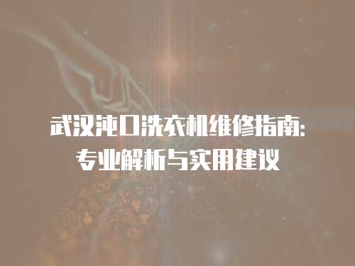 武漢沌口洗衣機(jī)維修指南：專業(yè)解析與實(shí)用建議