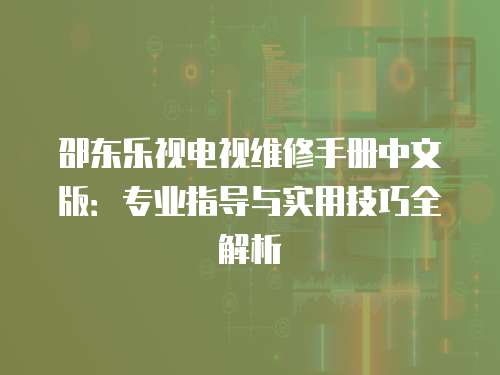 邵東樂視電視維修手冊(cè)中文版：專業(yè)指導(dǎo)與實(shí)用技巧全解析