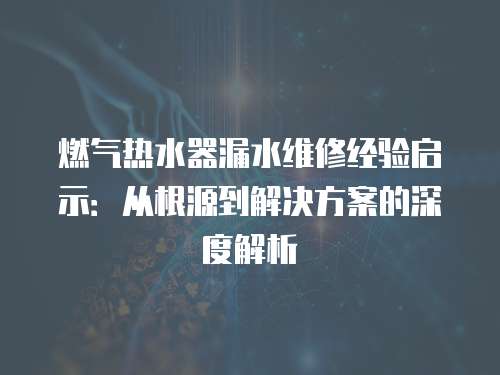燃?xì)鉄崴髀┧S修經(jīng)驗(yàn)啟示：從根源到解決方案的深度解析