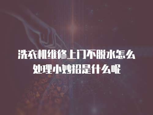 洗衣機維修上門不脫水怎么處理小妙招是什么呢
