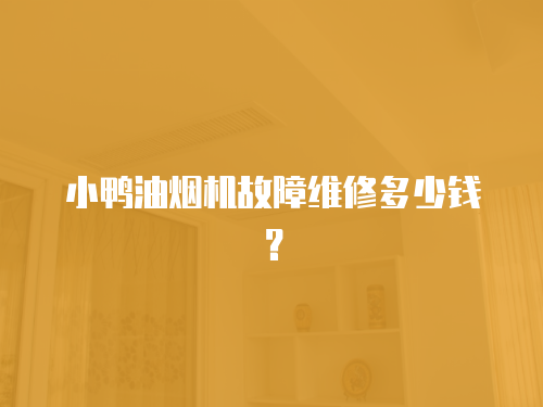 小鴨油煙機故障維修多少錢？